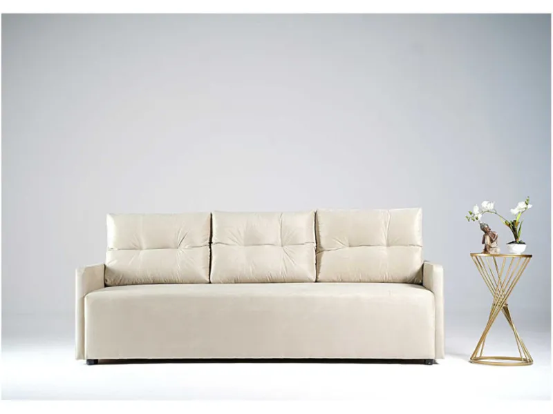 Sofa beżowa VERO trzyosobowa z funkcją spania 198 cm: Beżowa sofa VERO w skandynawskim stylu