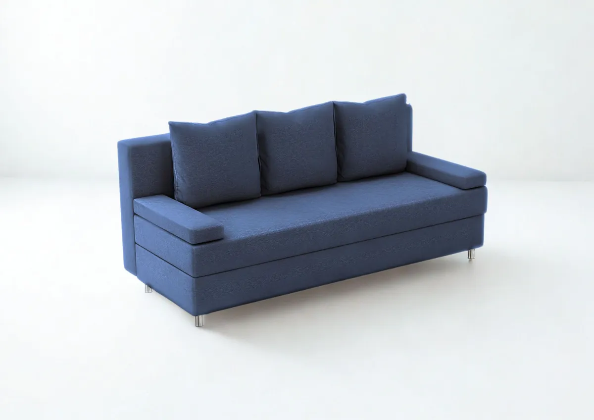 Sofa granatowa HELIOS trzyosobowa z funkcją spania 190 cm: Granatowa sofa HELIOS do małego pokoju