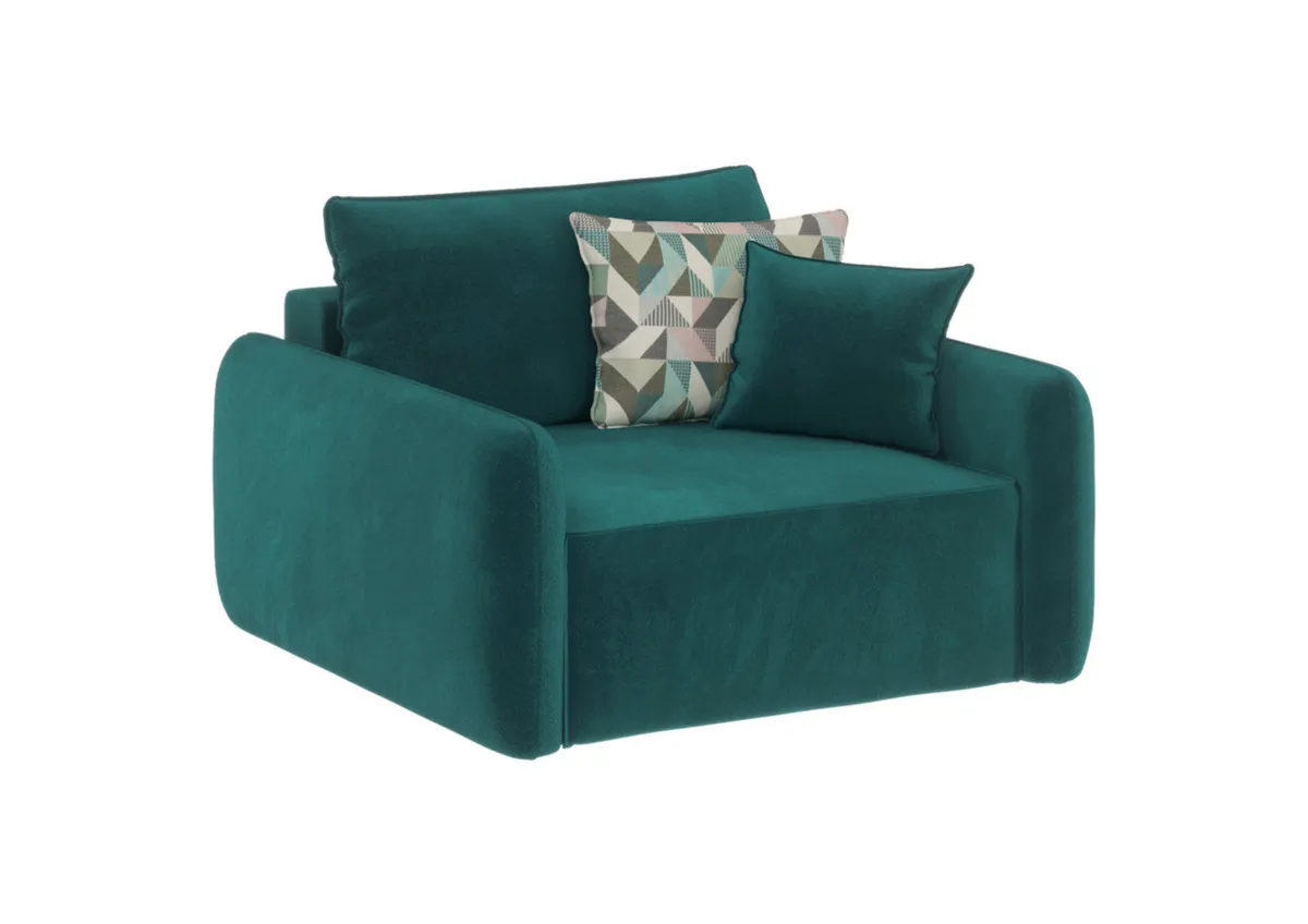 Fotel zielony VINCI 130 cm: Zielony fotel VINCI w stylu industrialnym