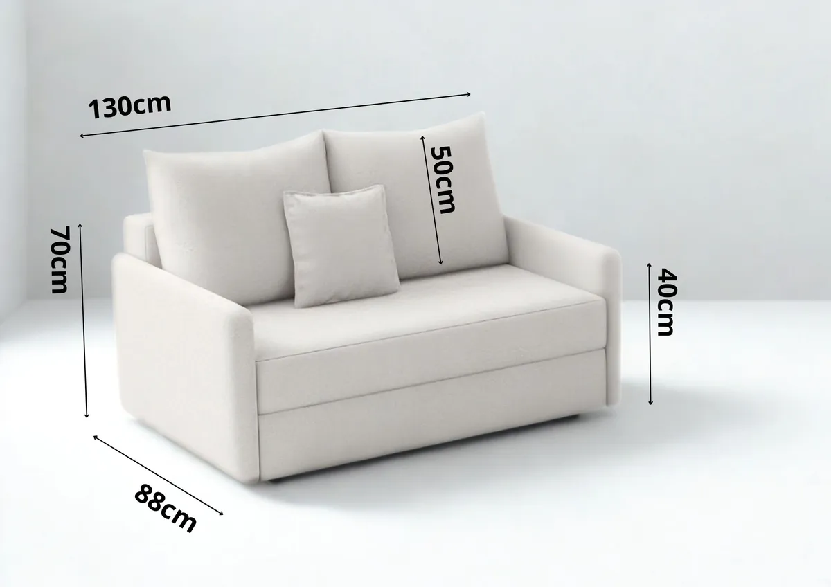 Sofa grafitowa ARKADIA 130 cm: Wymiary ARKADIA