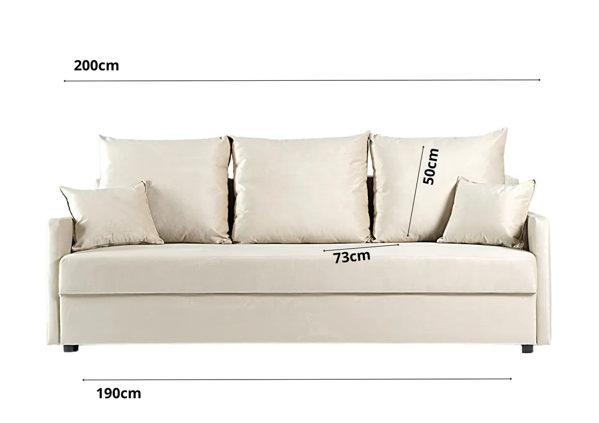 Sofa grafitowa ARKADIA z funkcją spania 200 cm: Wymiary ARKADIA