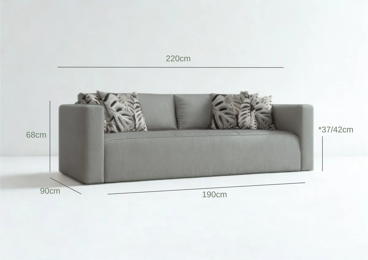 Sofa różowa BALATON trzyosobowa z funkcją spania 220 cm: Wymiary sofy BALATON