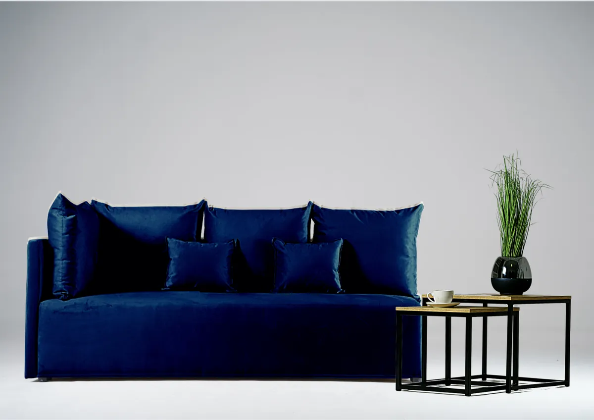 Sofa granatowa MINO lewa trzyosobowa z funkcją spania 198 cm: Sofa MINO lewa na małej powierzchni