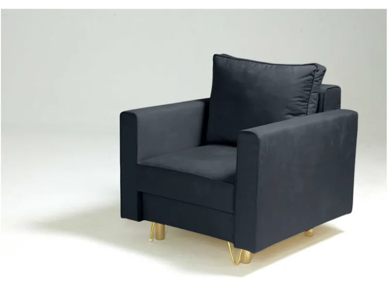 Fotel czarny DES 85 cm: Czarny fotel DES i złote nogi