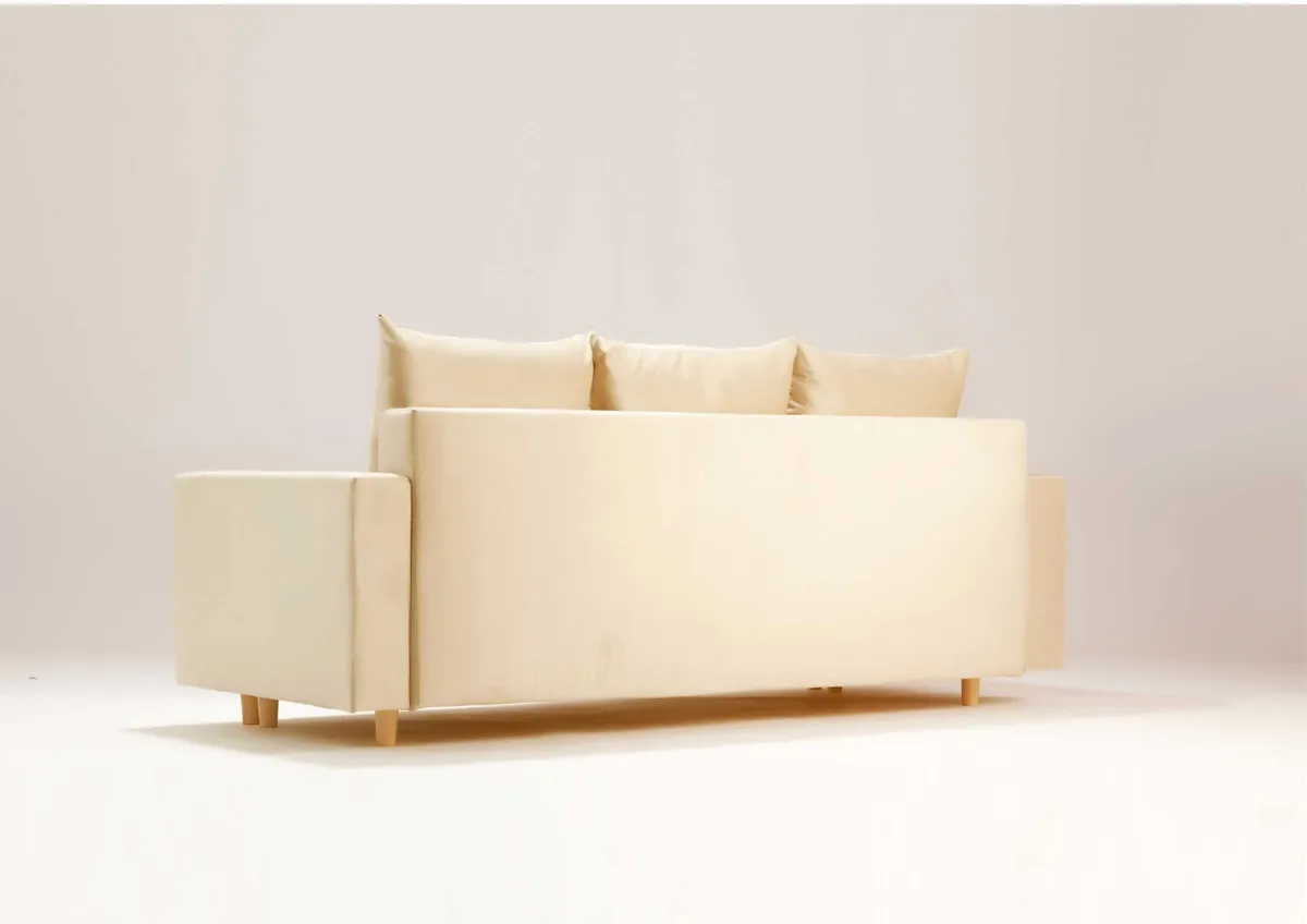 Sofa zielona EVER trzyosobowa z funkcją spania 215 cm: Zielona sofa EVER z funkcją spania