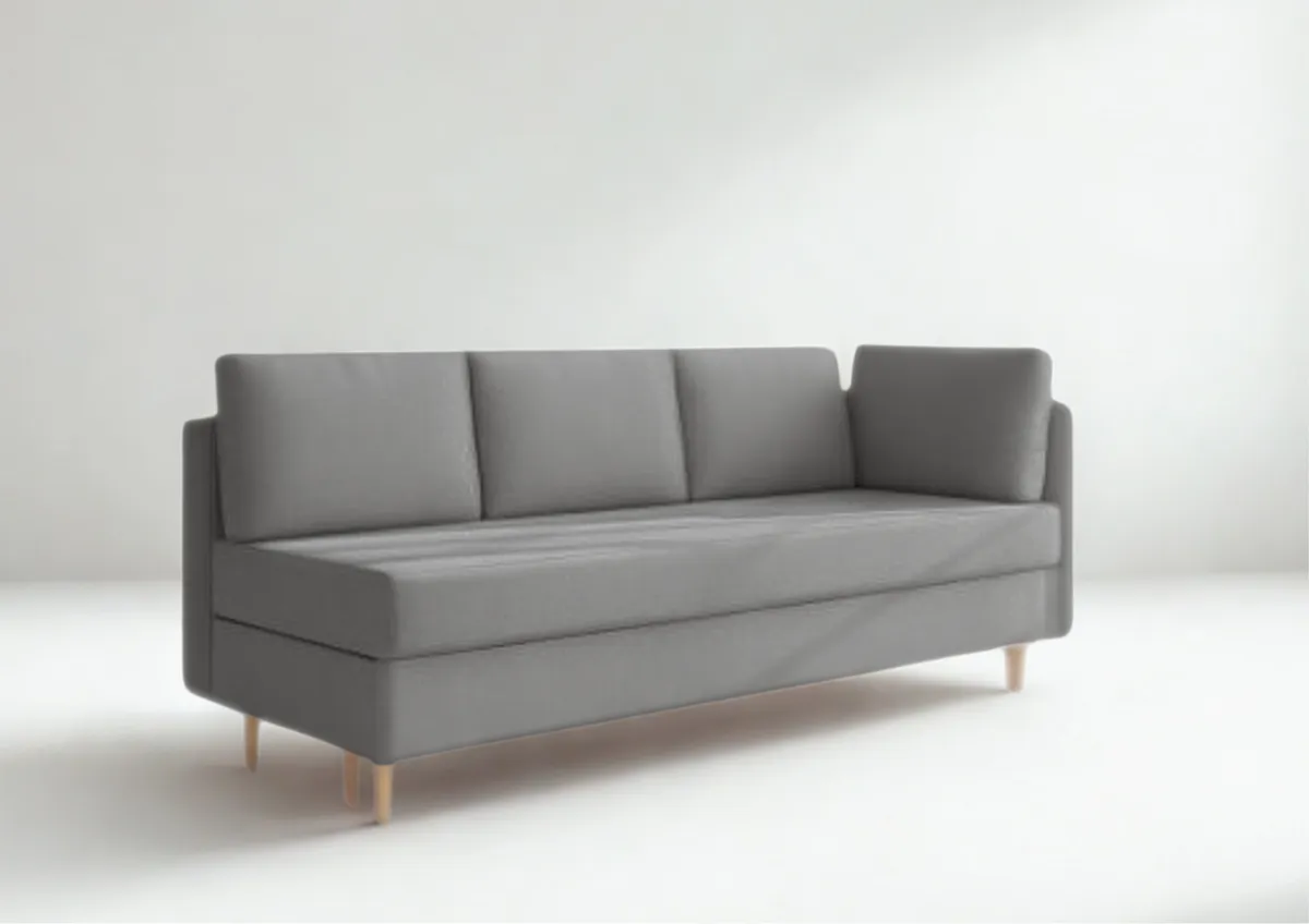 Sofa grafitowa PRATO prawa trzyosobowa z funkcją spania 198 cm: Grafitowa sofa PRATO prawa na drewnianych nogach