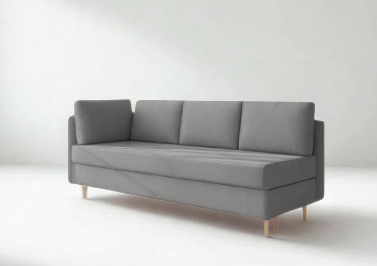 Sofa grafitowa PRATO lewa trzyosobowa z funkcją spania 198 cm: Grafitowa sofa PRATO lewa na drewnianych nogach