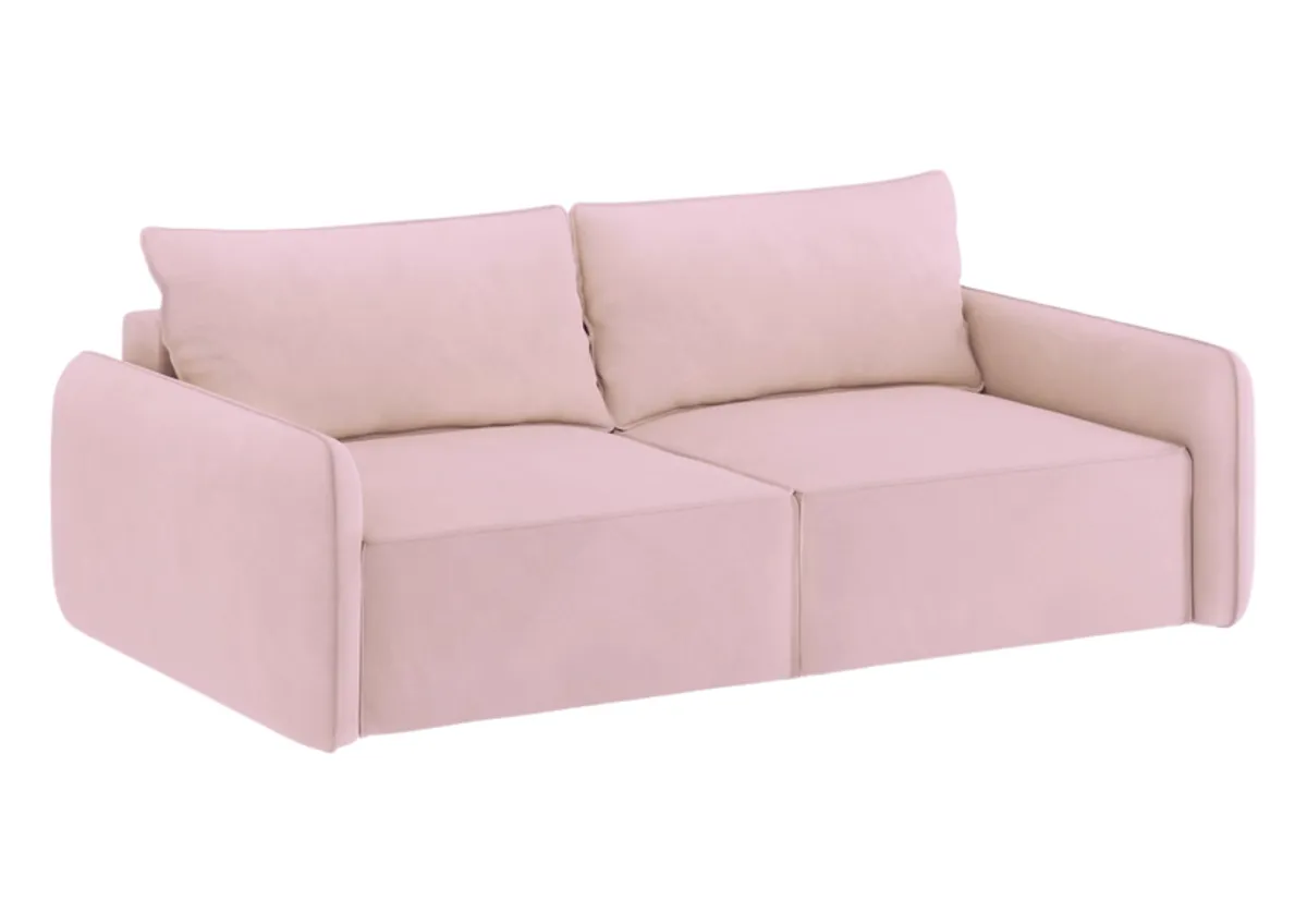 Sofa różowa VINCI SMALL trzyosobowa modułowa z funkcją spania: Różowa sofa VINCI SMALL z funkcją spania