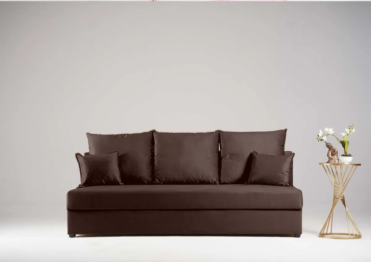 Sofa brązowa PACO z funkcją spania 190 cm: Brązowa sofa PACO z funkcją spania