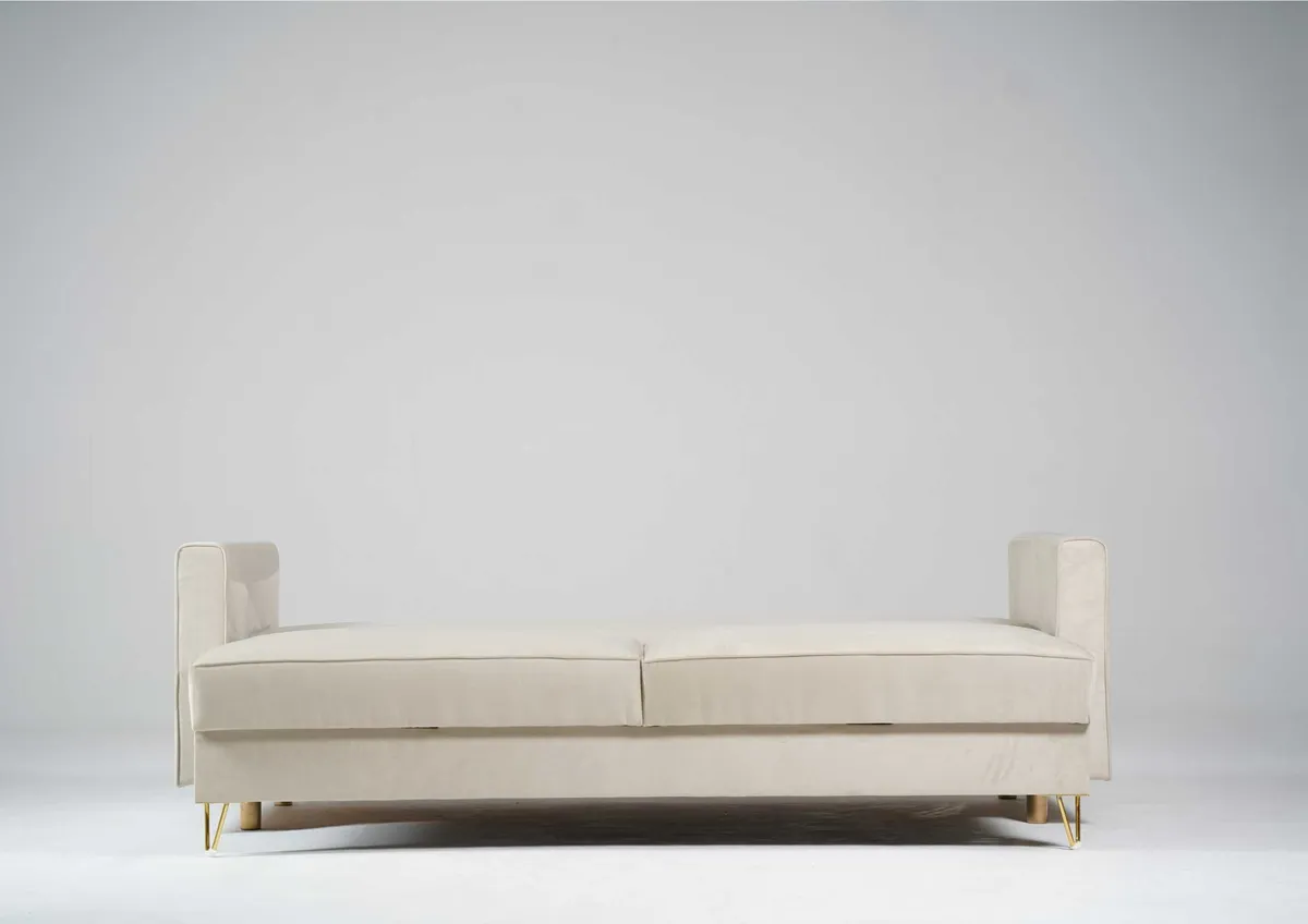 Sofa różowa DES trzyosobowa z funkcją spania 215 cm: Rozkładanie sofy DES
