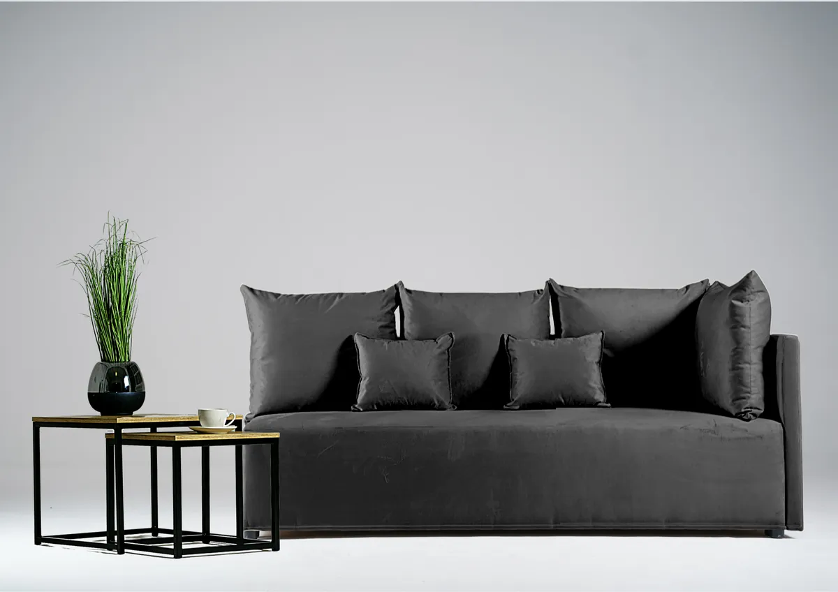 Sofa grafitowa MINO prawa trzyosobowa z funkcją spania 198 cm: Sofa MINO prawa na małej powierzchni