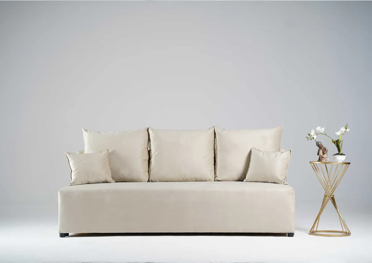 Sofa beżowa ESTI trzyosobowa z funkcją spania 190 cm: Beżowa sofa ESTI na każdy centymetr
