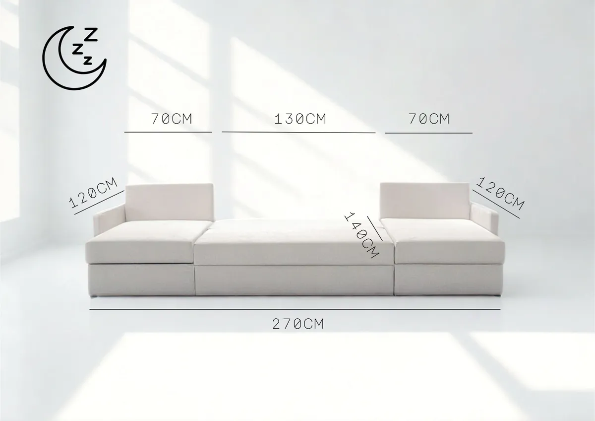 Narożnik grafitowy ARKADIA U lewy z funkcją spania 280 cm: Rozkładanie ARKADIA U