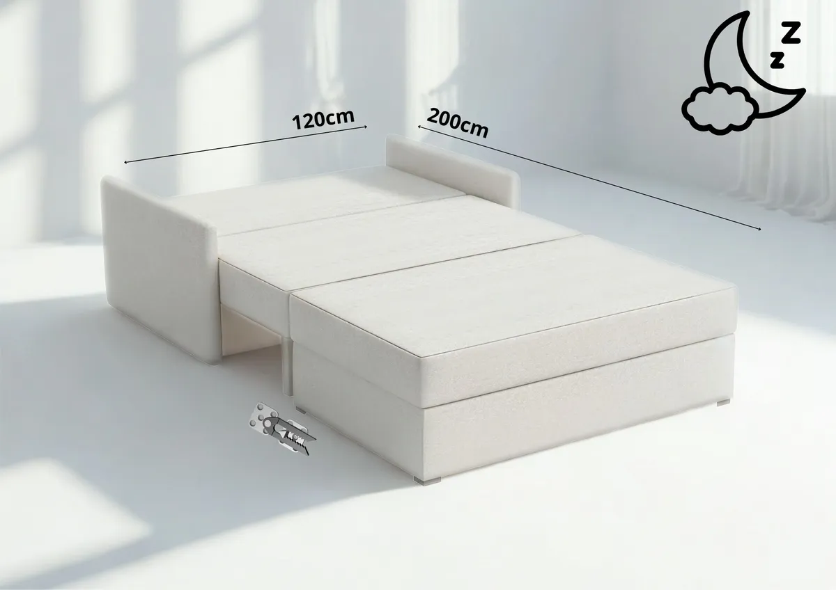 Sofa grafitowa ARKADIA z funkcją spania z pufą 130 cm: Rozkładanie ARKADIA