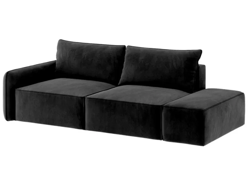 Sofa czarna VINCI 2 prawa czteroosobowa z funkcją spania 265 cm: Czarna sofa VINCI 2 prawa w minimalistycznym stylu