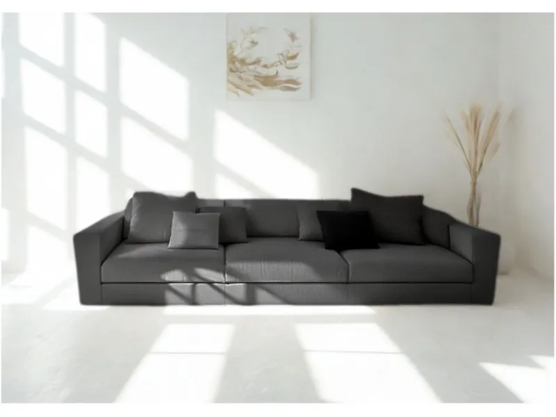 Sofa czarna CLEO pięcioosobowa modułowa z funkcją spania 295 cm: Czarna sofa CLEO z funkcją spania