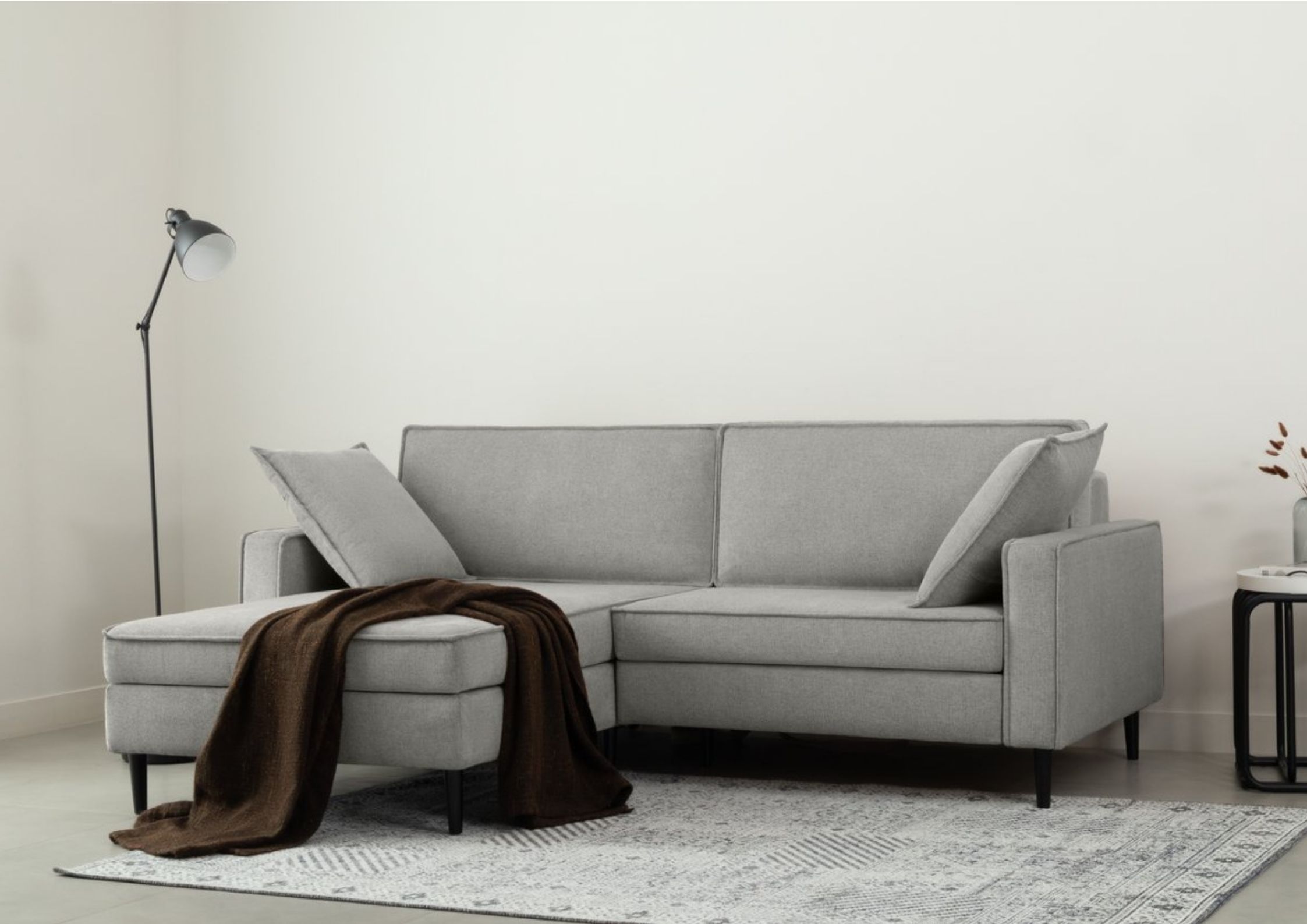 Szary lewy narożnik rozkładany Oslo